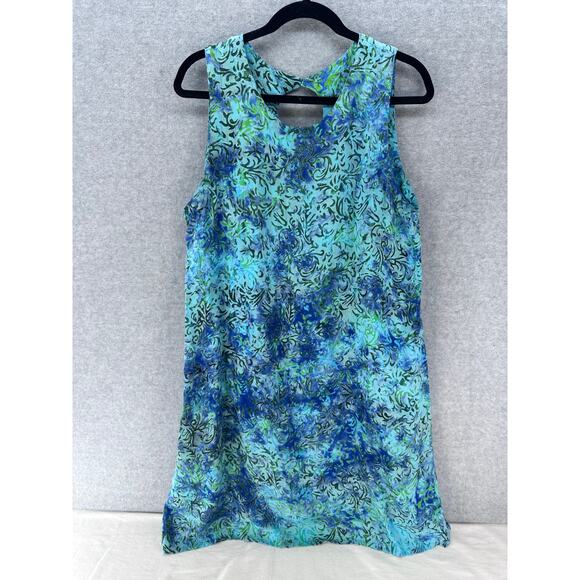 Island Beach Lifestyle Apparel Women's sz XL Tie Dye Blue Beach Shift Dress - Picture 2 of 10